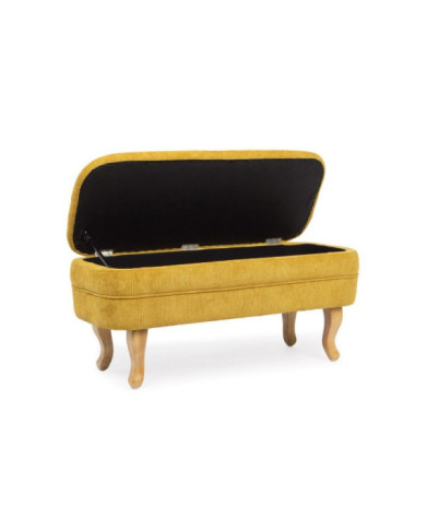 BANCO CON CAJÓN CHENILLE OCRE