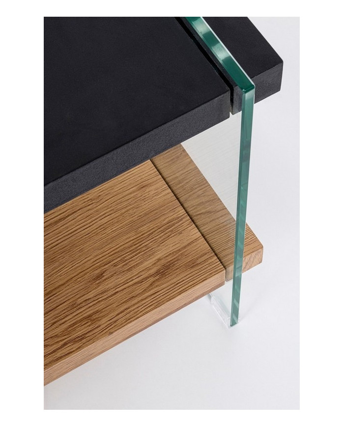 MESITA AUX 2P LINE WOOD NEGRO 50X50