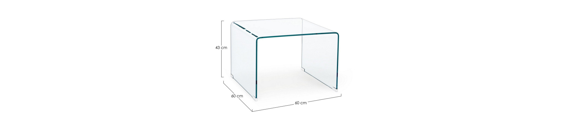 MESITA AUX IRIDE CUAD VIDRIO 60X60