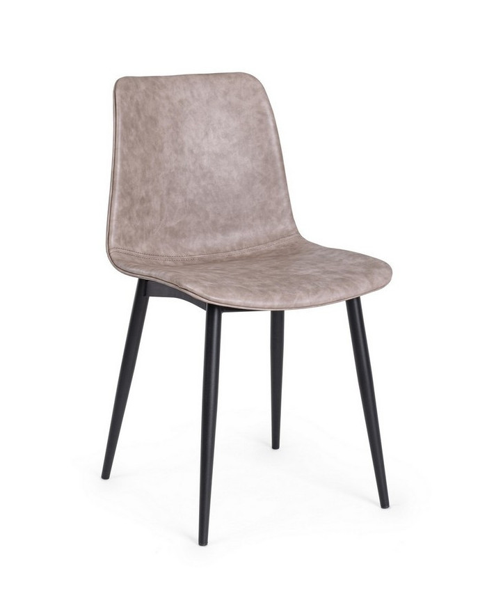 SILLA KYRA PU BEIGE VINT. ESTRUCT. NEGRO