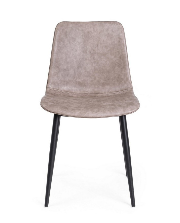 SILLA KYRA PU BEIGE VINT. ESTRUCT. NEGRO