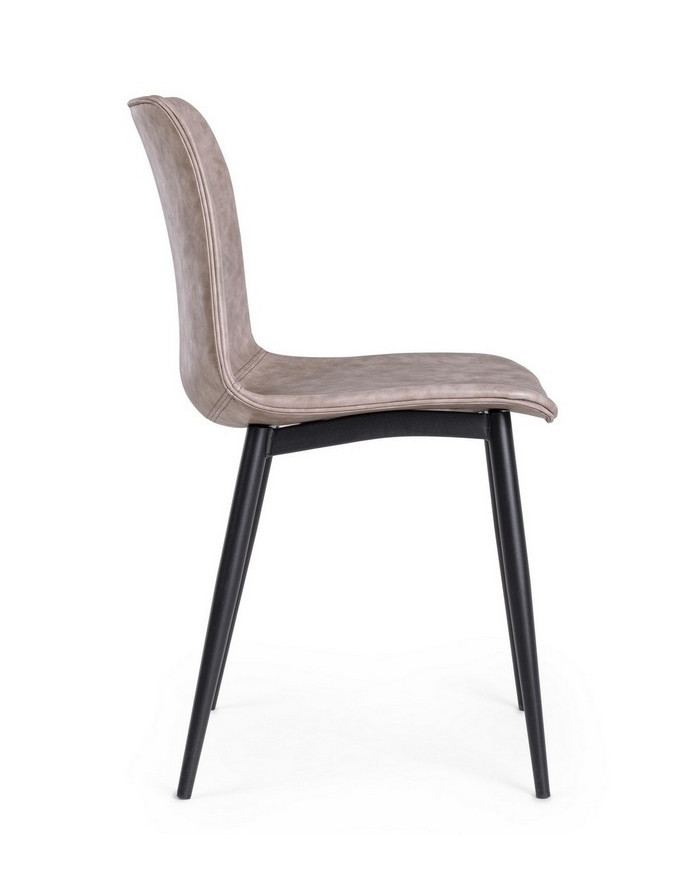 SILLA KYRA PU BEIGE VINT. ESTRUCT. NEGRO