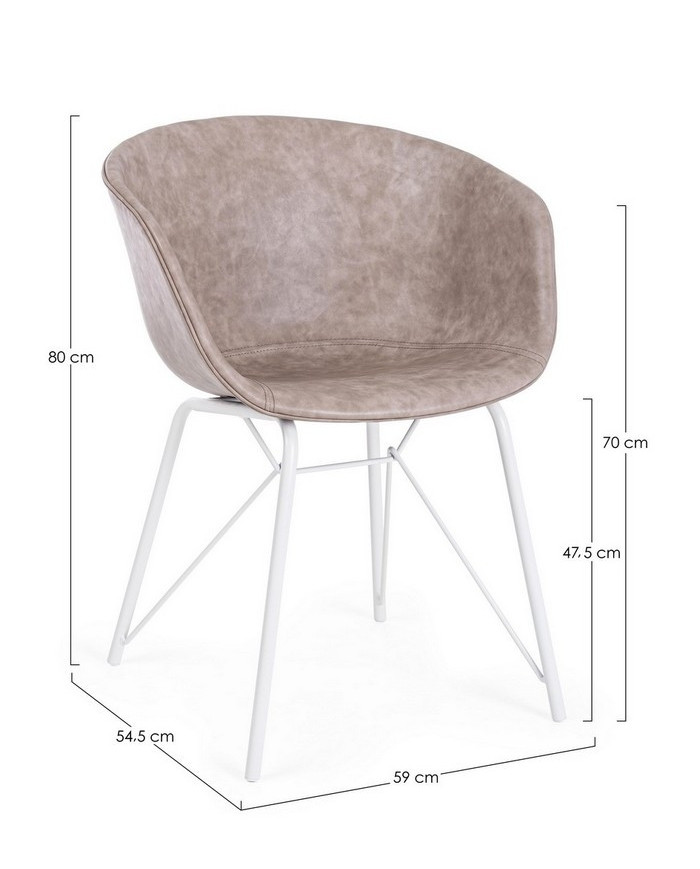 SILLA WARHOL BLANCO PU BEIGE VINTAGE