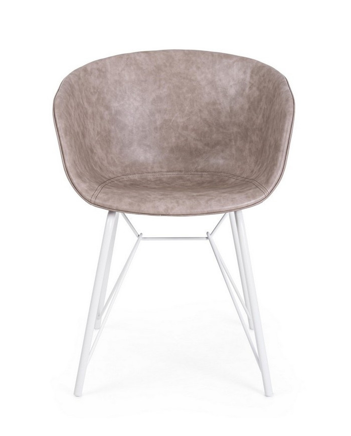 SILLA WARHOL BLANCO PU BEIGE VINTAGE