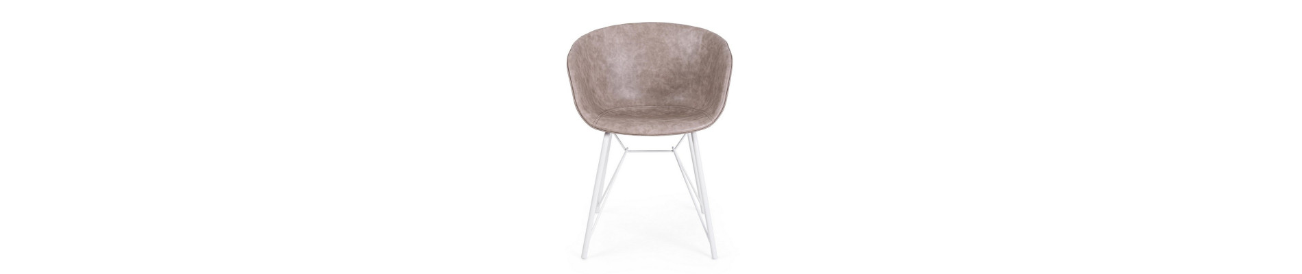 SILLA WARHOL BLANCO PU BEIGE VINTAGE