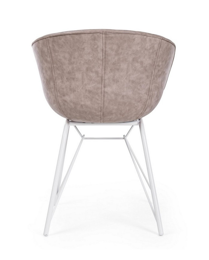 SILLA WARHOL BLANCO PU BEIGE VINTAGE