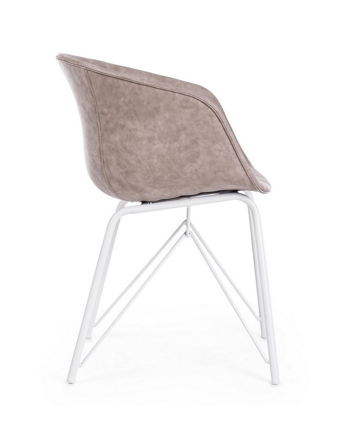 SILLA WARHOL BLANCO PU BEIGE VINTAGE