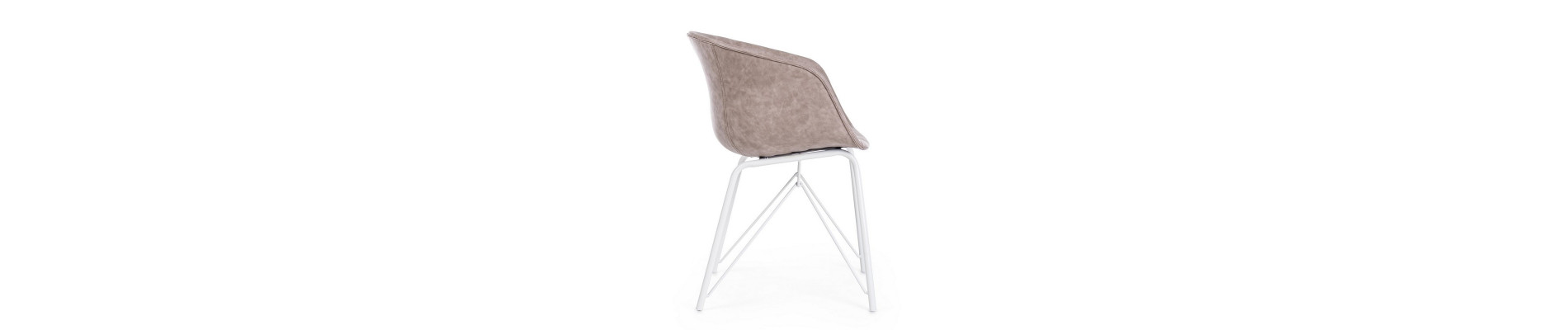SILLA WARHOL BLANCO PU BEIGE VINTAGE