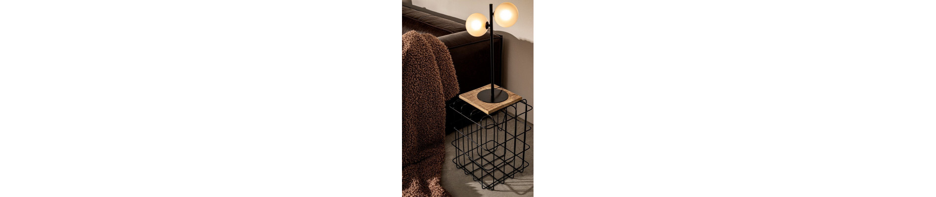 LÁMPARA DE MESA BALLS 2LUCES NEGRO H54