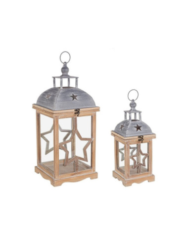SET2 ISA NAT WOODEN LANTERN W-STAR