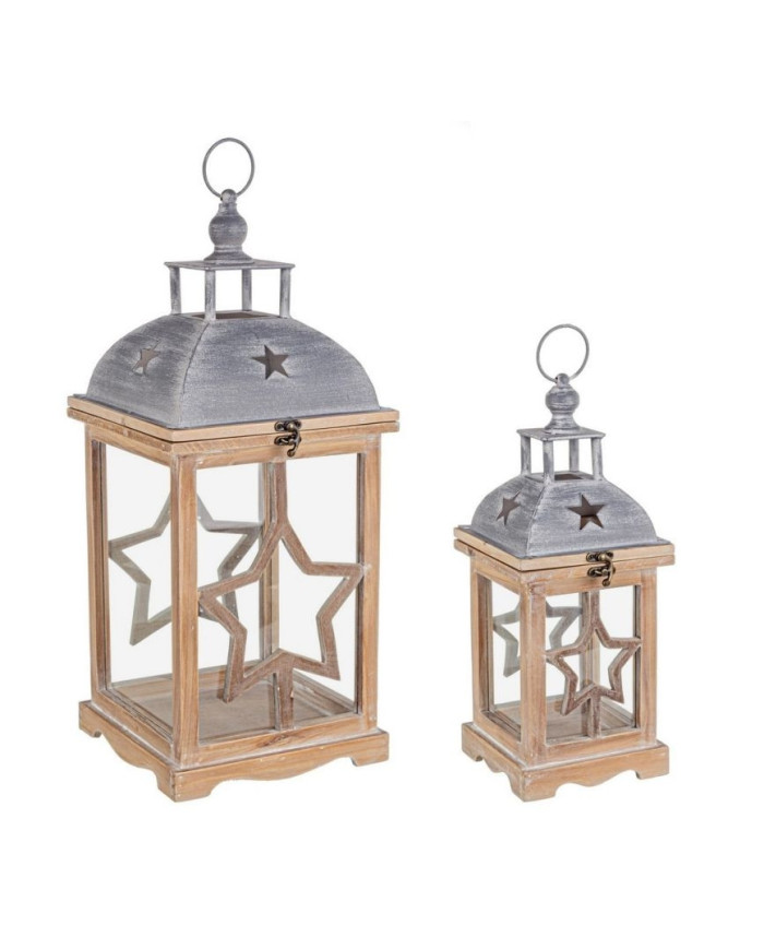 SET2 ISA NAT WOODEN LANTERN W-STAR