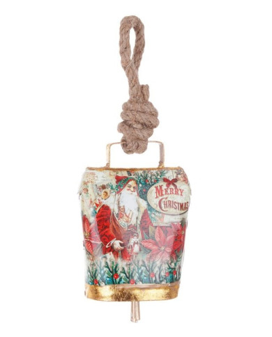 WENDI SANTA W-POINSETTIA BELL ORNAMENT