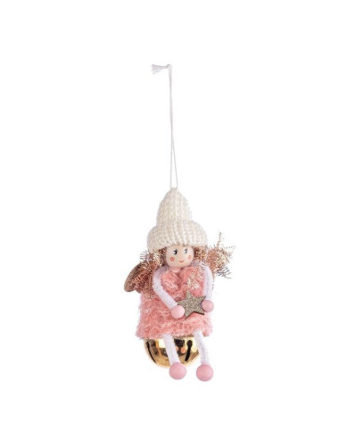 JANNA PINK ANGEL W-BELL ORNAMENT
