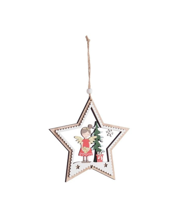 KATHLEEN STAR W-RED ANGEL ORNAMENT