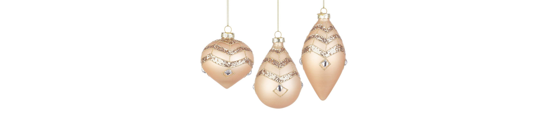 WEDGE FOREST GREEN GL ORNAMENT ASST3
