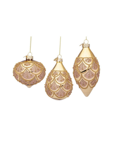 WINSLOWS GOLD GL ORNAMENT ASST3