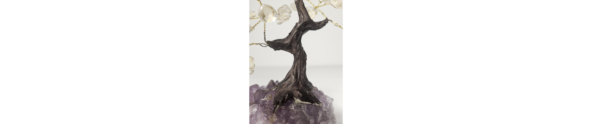 BONSAI DE CUARZO BLANCO MINI CON BASE DE DRUSA AMATISTA