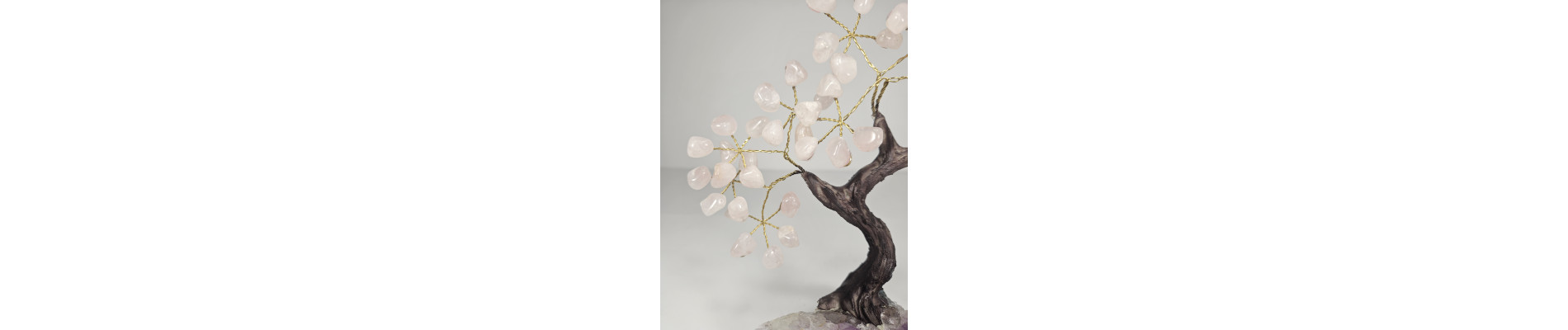 BONSAI DE CUARZO ROSA PEQUEÑO CON BASE DE DRUSA AMATISTA