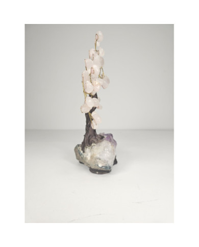 BONSAI DE CUARZO ROSA PEQUEÑO CON BASE DE DRUSA AMATISTA