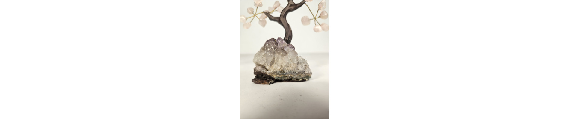 BONSAI DE CUARZO ROSA MINI CON BASE DE DRUSA AMATISTA