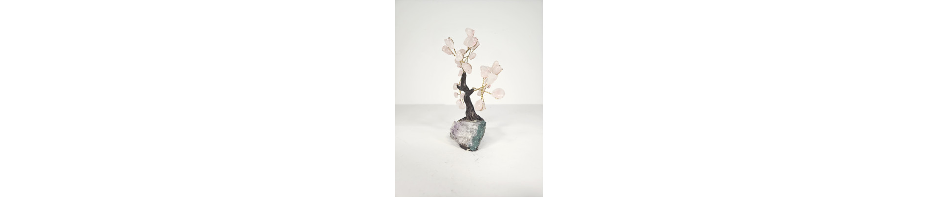 BONSAI DE CUARZO ROSA MINI CON BASE DE DRUSA AMATISTA