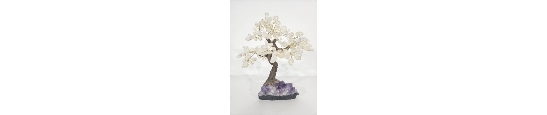 BONSAI DE CUARZO BLANCO MEDIANO CON BASE DE DRUSA AMATISTA