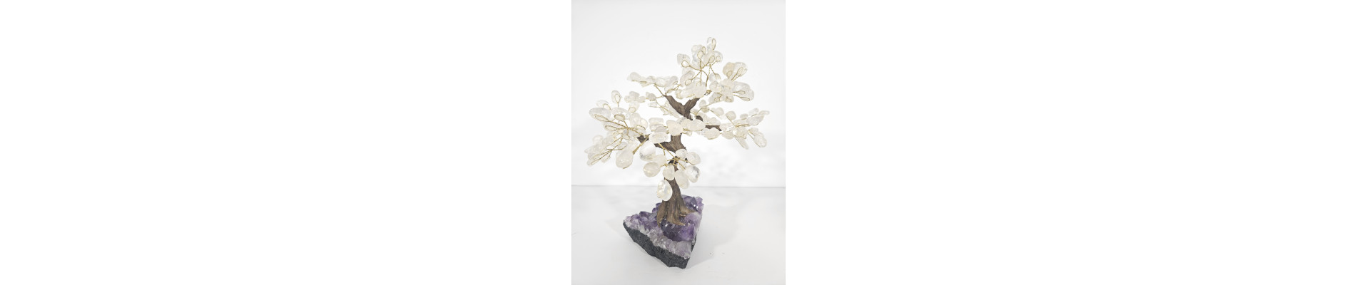 BONSAI DE CUARZO BLANCO MEDIANO CON BASE DE DRUSA AMATISTA
