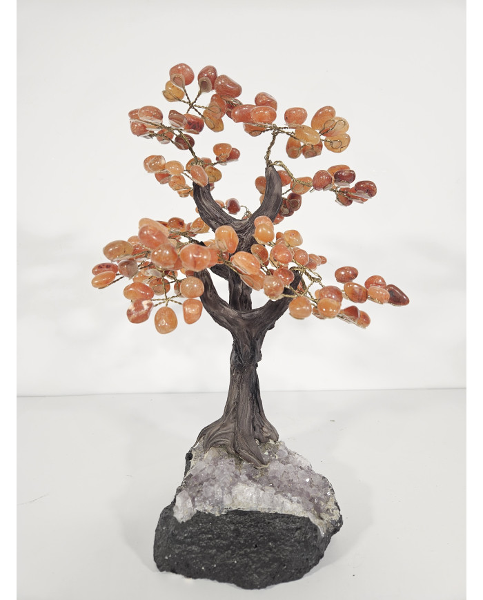 BONSAI DE CORNALINA MEDIANO CON BASE DE DRUSA AMATISTA