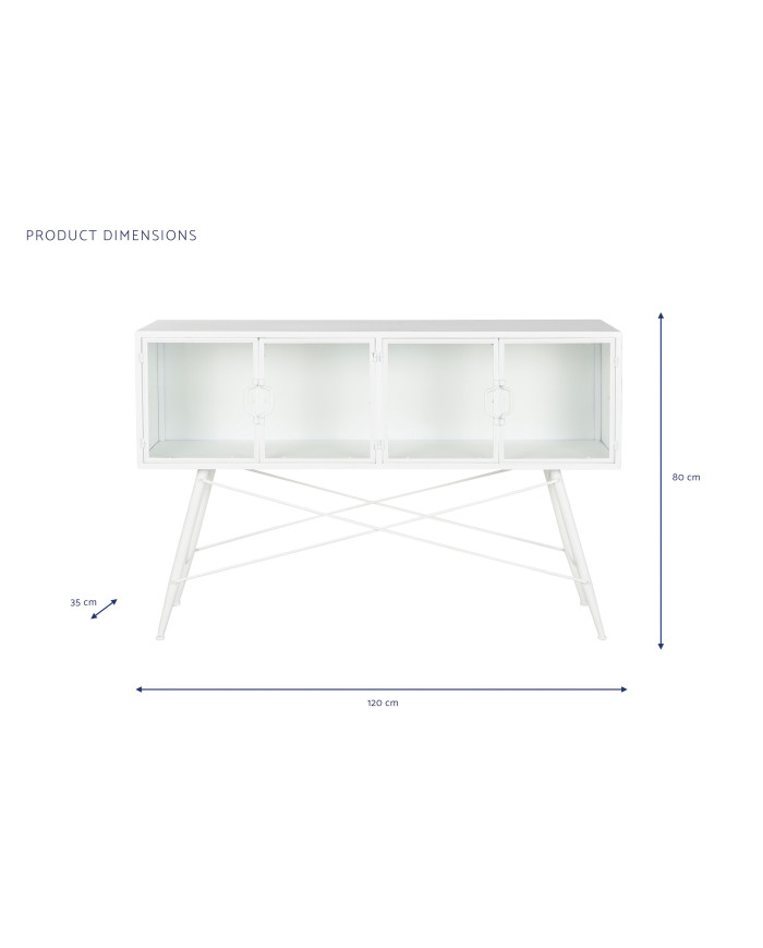 CONSOLA METAL CRISTAL 120X35X80 17,1 KG BLANCO