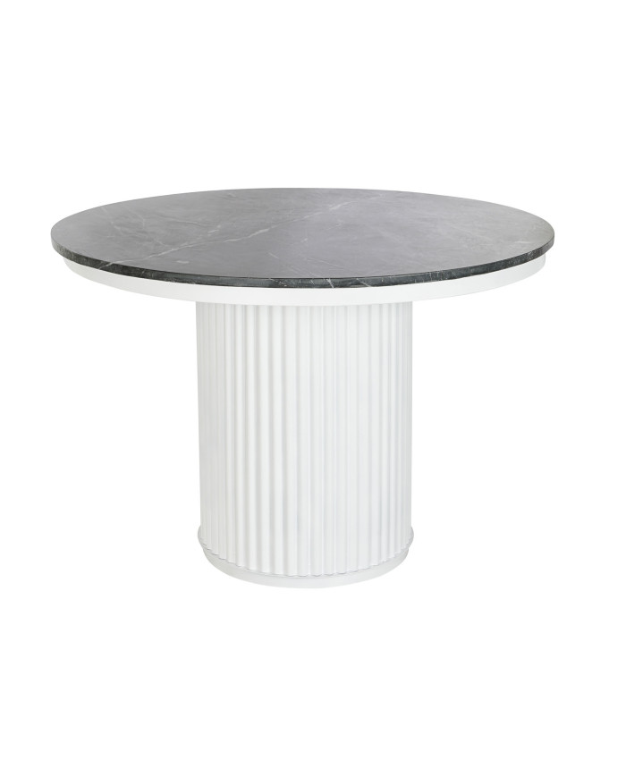 MESA COMEDOR MARMOL METAL 110X110X76 NEGRO