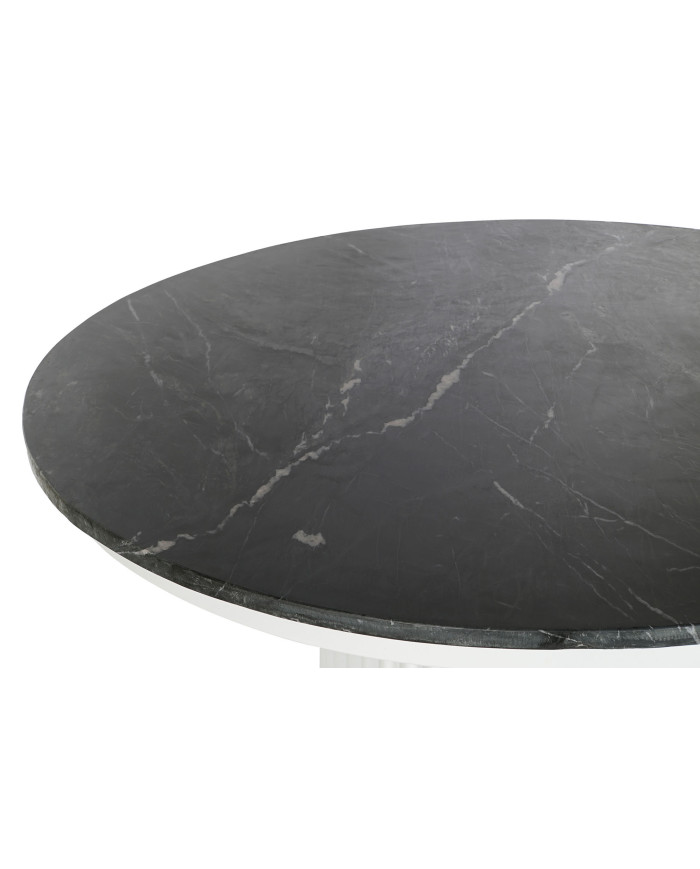 MESA COMEDOR MARMOL METAL 110X110X76 NEGRO