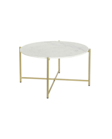 MESA CENTRO HIERRO MARMOL 81X81X44 BLANCO