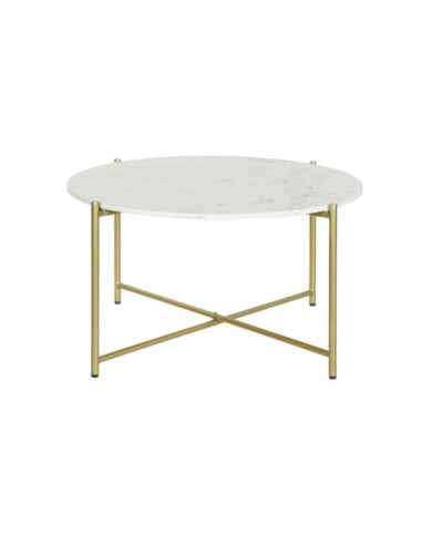MESA CENTRO HIERRO MARMOL 81X81X44 BLANCO
