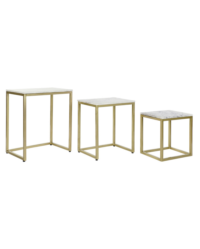 MESITA AUXILIAR SET 3 MARMOL HIERRO 50X35X60
