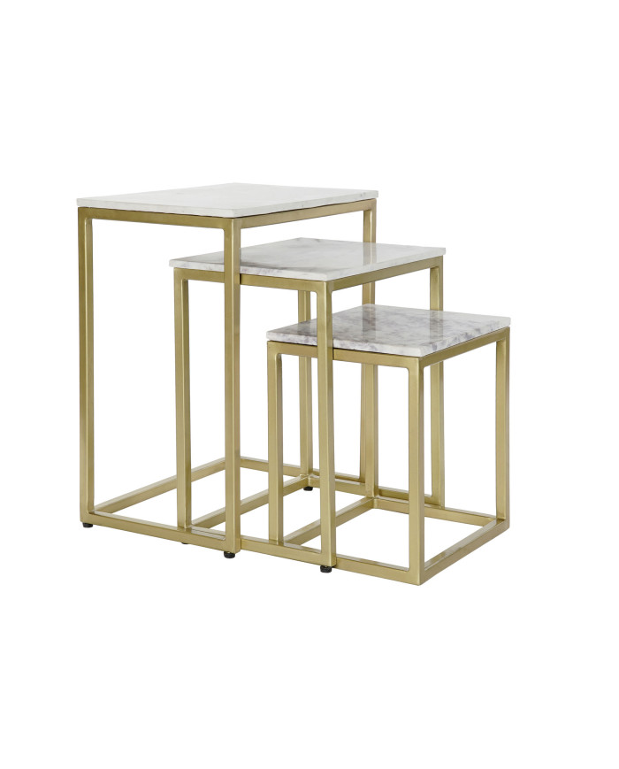 MESITA AUXILIAR SET 3 MARMOL HIERRO 50X35X60