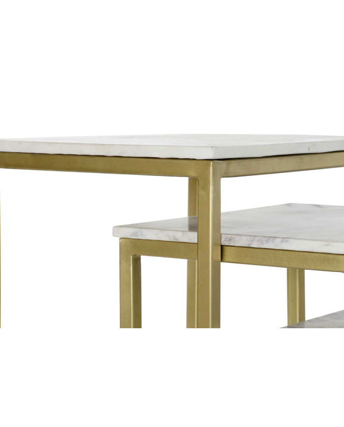 MESITA AUXILIAR SET 3 MARMOL HIERRO 50X35X60