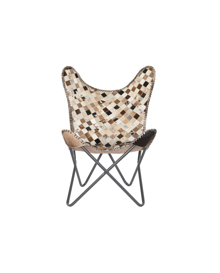 SILLON PIEL HIERRO 70X70X90 ROMBOS CAMEL