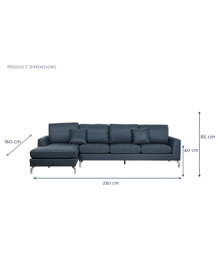 SOFA POLIESTER METAL 300X160X85 AZUL