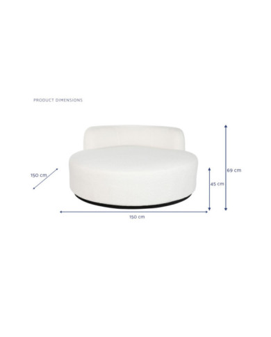 SOFA POLIESTER 150X150X69 BORREGUITO BLANCO