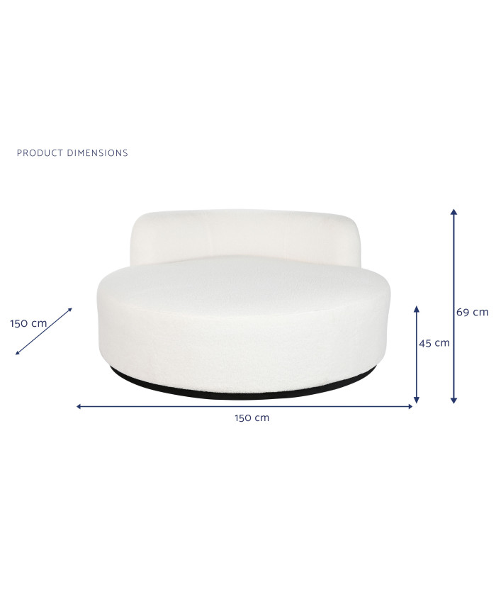 SOFA POLIESTER 150X150X69 BORREGUITO BLANCO