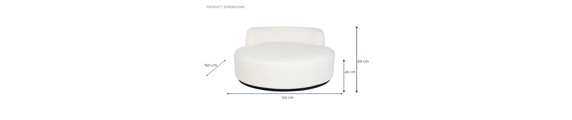 SOFA POLIESTER 150X150X69 BORREGUITO BLANCO
