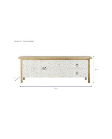 MUEBLE TV ABETO MDF 140X40X50 TALLADO NATURAL