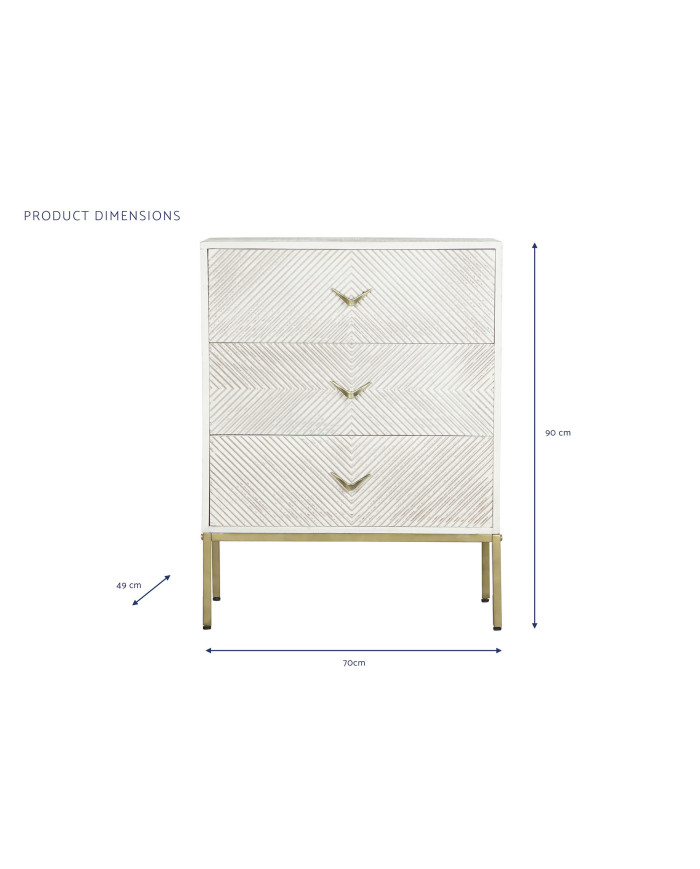 COMODA MANGO METAL 70X40X90 DECAPE BLANCO