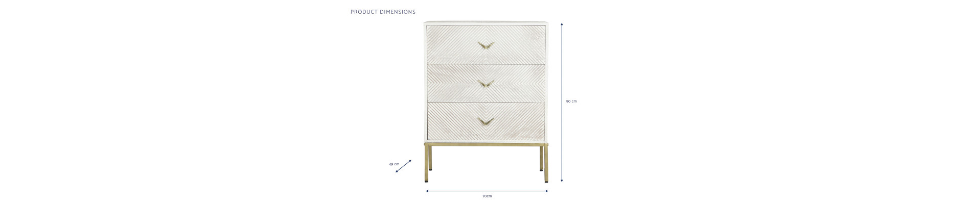 COMODA MANGO METAL 70X40X90 DECAPE BLANCO