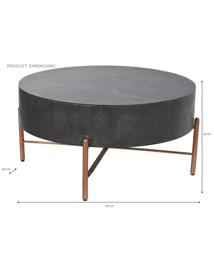 MESA CENTRO MANGO METAL 90X90X45 NEGRO