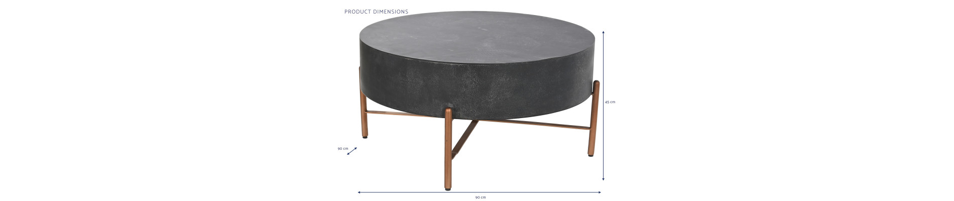 MESA CENTRO MANGO METAL 90X90X45 NEGRO