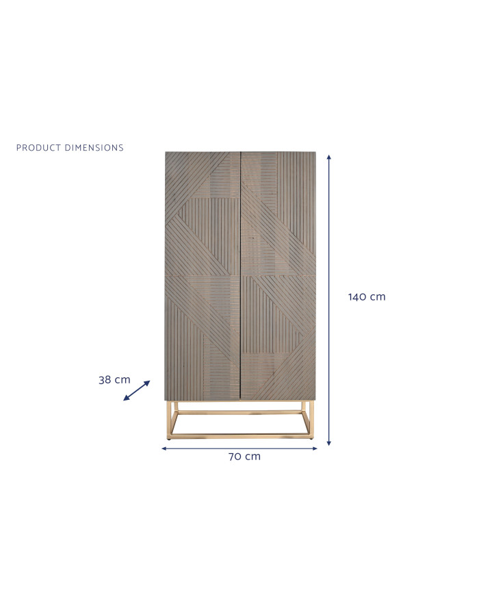 ARMARIO MADERA JAMUN 70X38X140 GRIS OSCURO