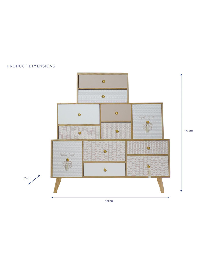 BUFFET PAULOWNIA 120X25X110 12 CAJONES NATURAL