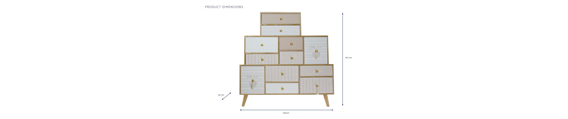 BUFFET PAULOWNIA 120X25X110 12 CAJONES NATURAL