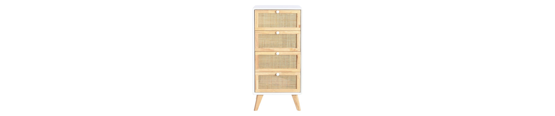 CAJONERA PAULOWNIA RATAN 40X30X90 BLANCO